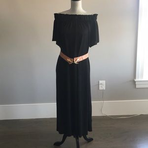 Zara versatile black maxi dress, on/off-shoulder